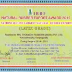 NATURAL RUBBER EXPORT AWARD 2014-15 ISNR